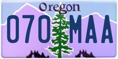 OR license plate 070MAA