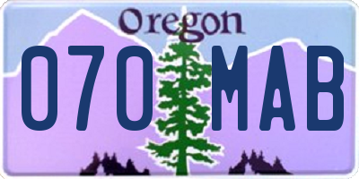 OR license plate 070MAB
