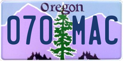 OR license plate 070MAC