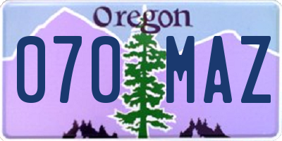 OR license plate 070MAZ