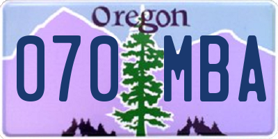 OR license plate 070MBA
