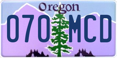 OR license plate 070MCD