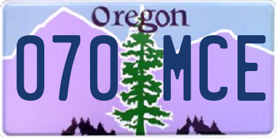 OR license plate 070MCE