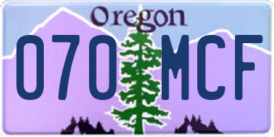 OR license plate 070MCF