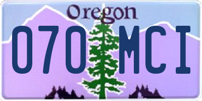 OR license plate 070MCI