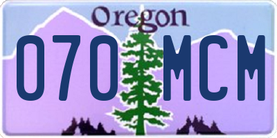 OR license plate 070MCM