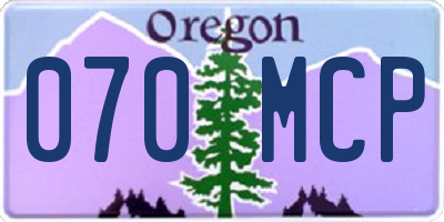 OR license plate 070MCP