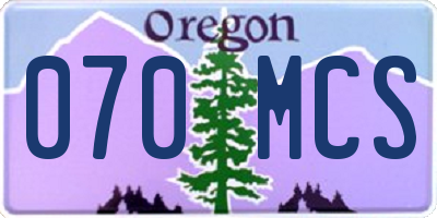 OR license plate 070MCS