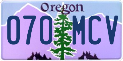 OR license plate 070MCV