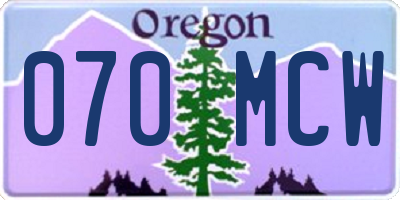 OR license plate 070MCW
