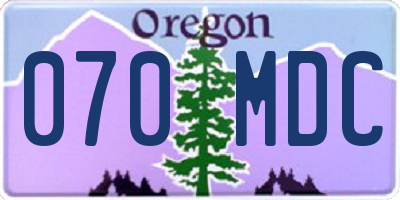 OR license plate 070MDC
