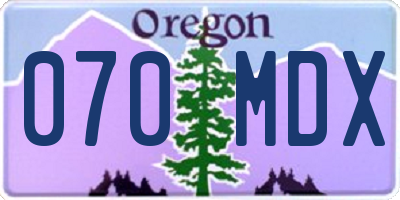 OR license plate 070MDX