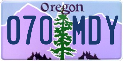 OR license plate 070MDY