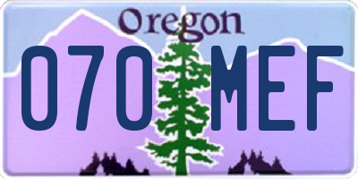 OR license plate 070MEF