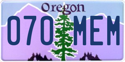 OR license plate 070MEM