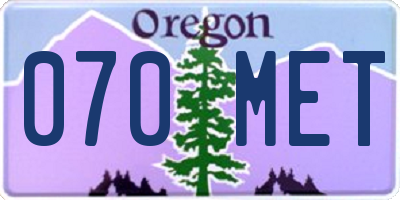 OR license plate 070MET
