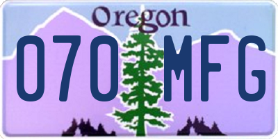 OR license plate 070MFG