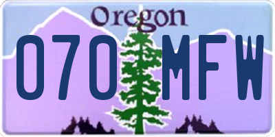 OR license plate 070MFW