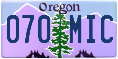OR license plate 070MIC