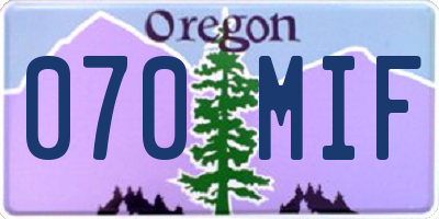 OR license plate 070MIF