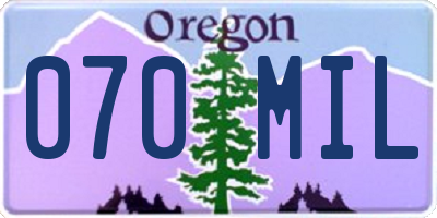 OR license plate 070MIL