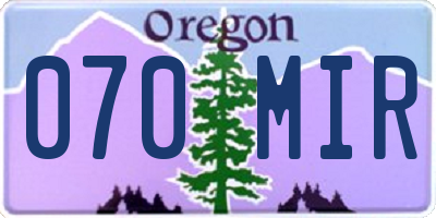 OR license plate 070MIR
