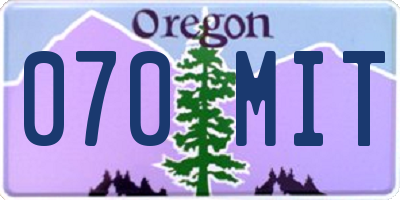 OR license plate 070MIT