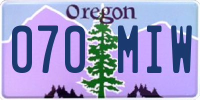 OR license plate 070MIW