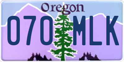 OR license plate 070MLK