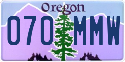 OR license plate 070MMW