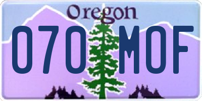 OR license plate 070MOF