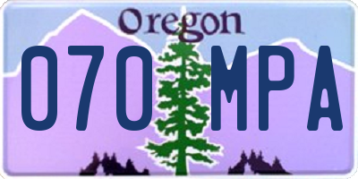 OR license plate 070MPA