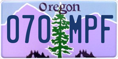 OR license plate 070MPF