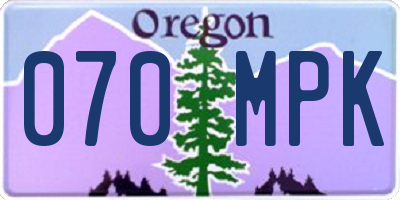 OR license plate 070MPK