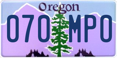 OR license plate 070MPO