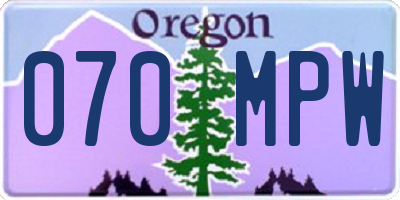 OR license plate 070MPW