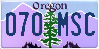 OR license plate 070MSC