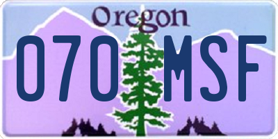 OR license plate 070MSF