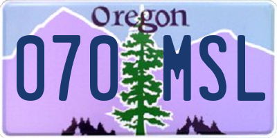 OR license plate 070MSL