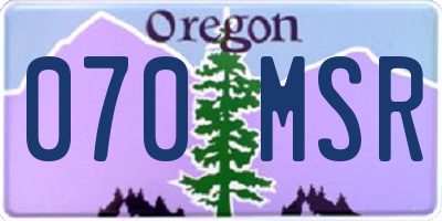 OR license plate 070MSR