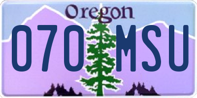 OR license plate 070MSU