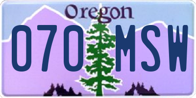 OR license plate 070MSW
