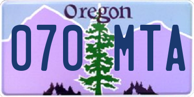OR license plate 070MTA