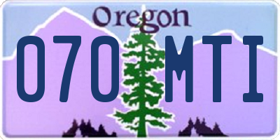 OR license plate 070MTI