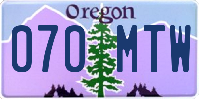 OR license plate 070MTW