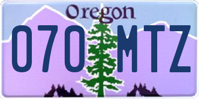 OR license plate 070MTZ