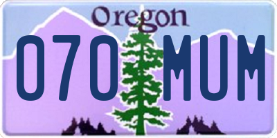 OR license plate 070MUM