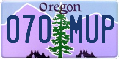OR license plate 070MUP
