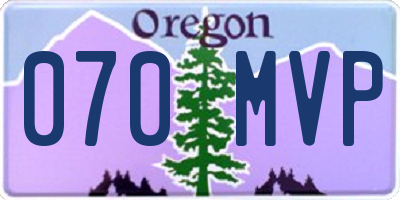 OR license plate 070MVP