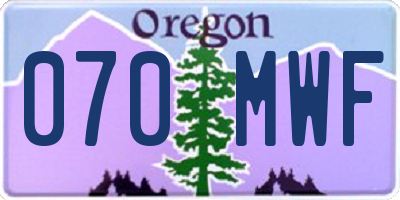 OR license plate 070MWF